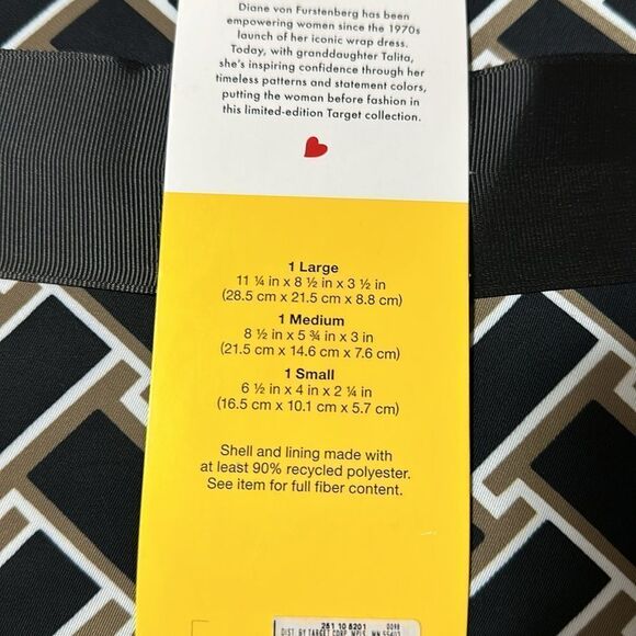 DVF x Target Black Gold WhiteāVintage Weave Ginkgo Poppy 3 pack Travel Pouches - Picture 10 of 14